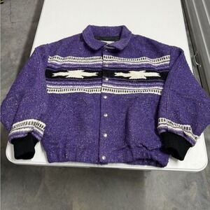 The Carrot Co Cocool Jacket Purple Southwest Aztec Button Up XS